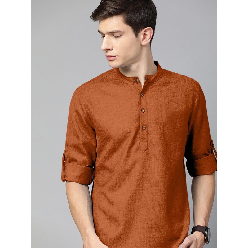 Zombom Men Mandarin Collar Kurta