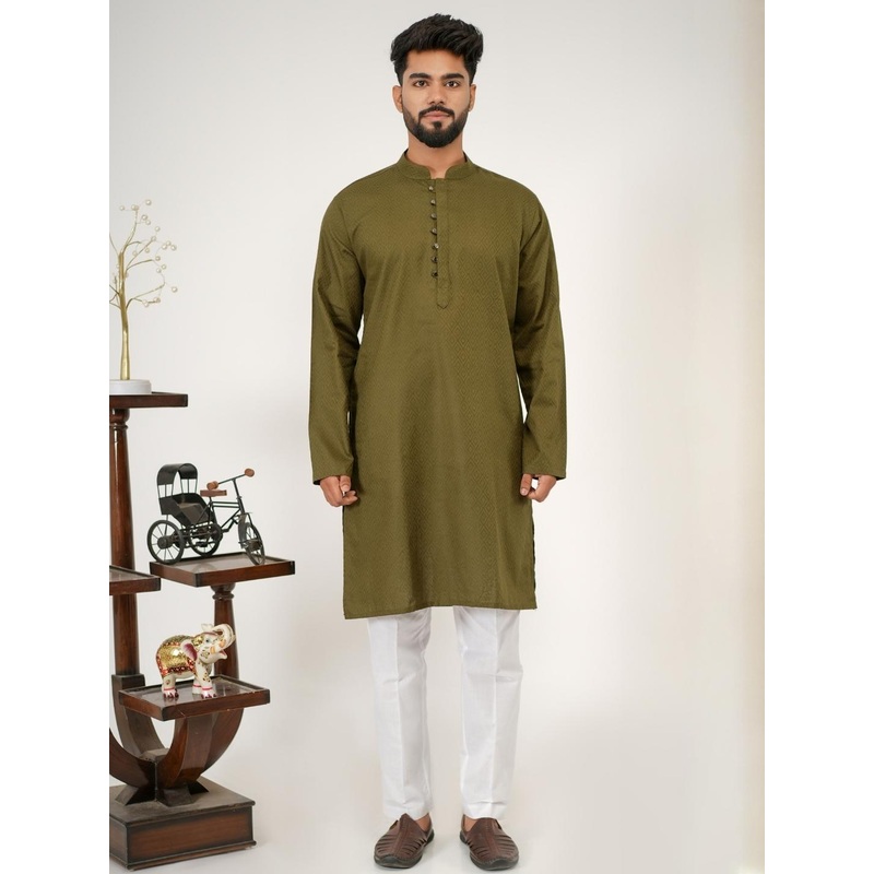 Aadi Shuddh Men Green Kurtas