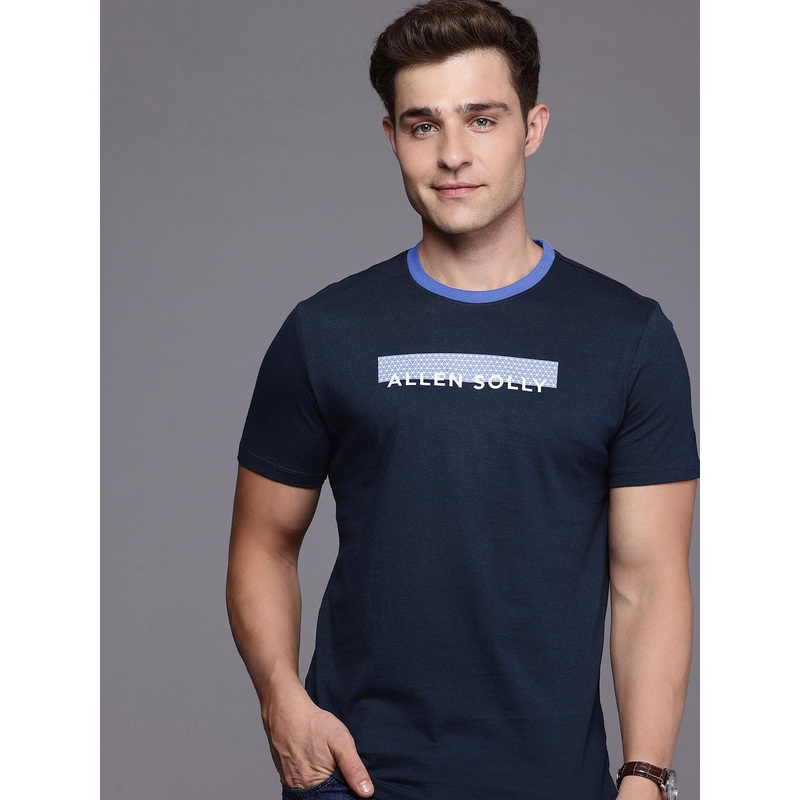 Allen Solly Brand Logo Printed Pure Cotton Slim Fit T-shirt