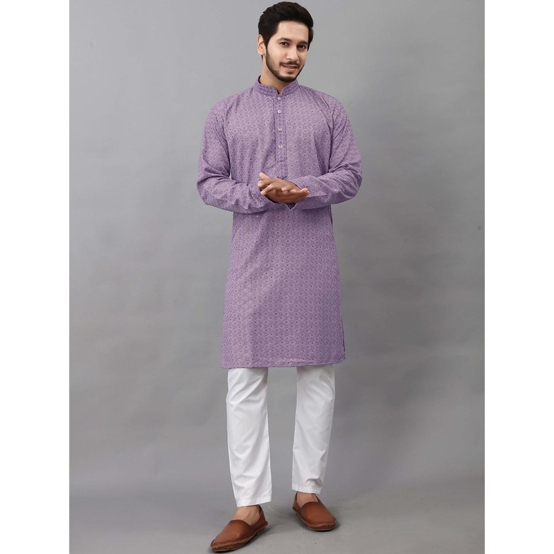 ALMORA Men Ethnic Motifs Embroidered Mirror Work Kurta