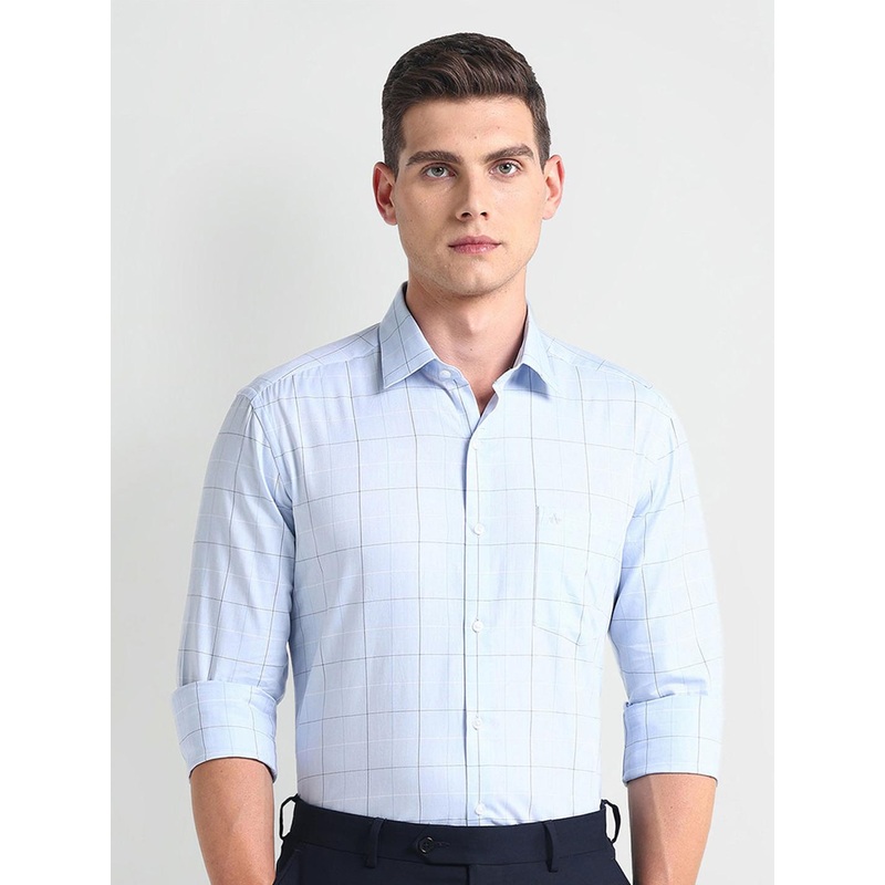 Arrow Slim Fit Windowpane Checked Pure Cotton Formal Shirt
