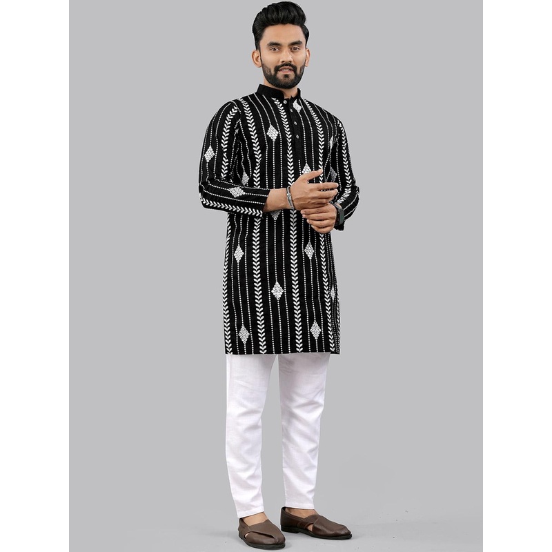CHARLOTTE GRACIOUS Men Embroidered Sequinned White Romance Kurta