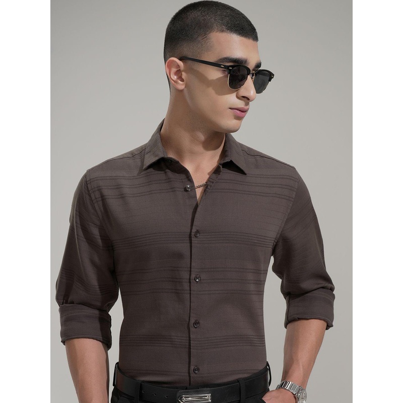 HIGHLANDER Men Comfort Slim Fit Opaque Casual Shirt