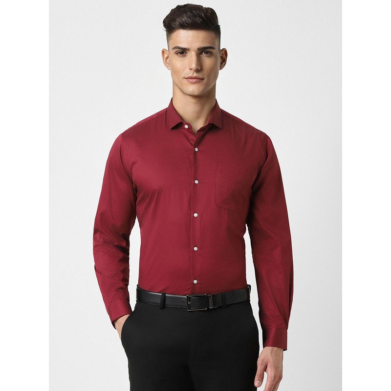 Peter England Micro Ditsy Printed Slim Fit Formal Shirt