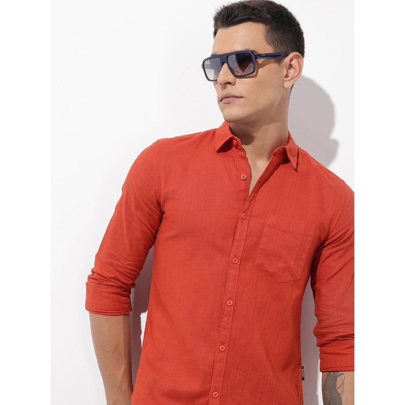 The Roadster Lifestyle Co. Solid Cotton Linen Regular Fit Shirt