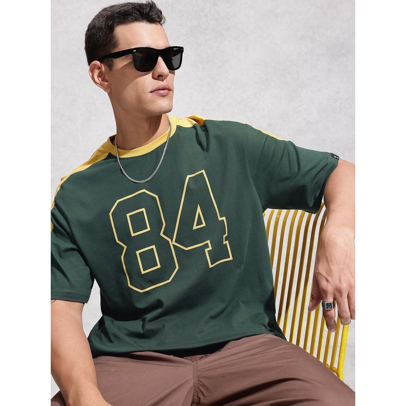 WROGN Oversized Fit Varsity Printed Pure Cotton T-shirt