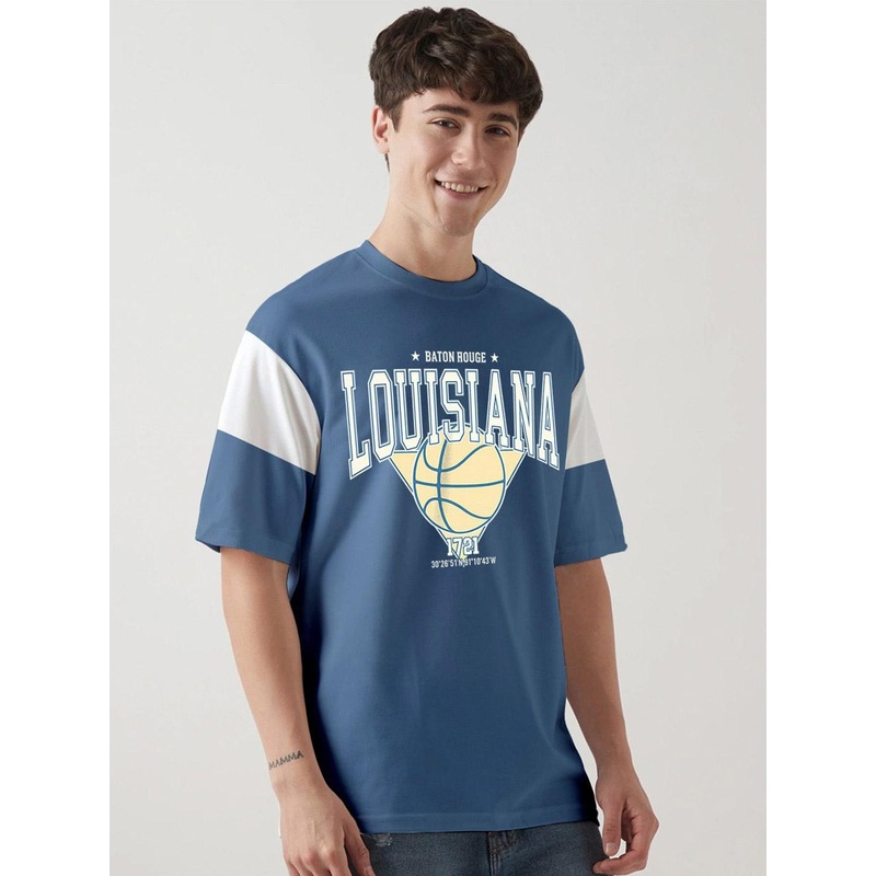 Crazymonk Typography Printed Drop-Shoulder Sleeves Cotton Oversized T-shirt