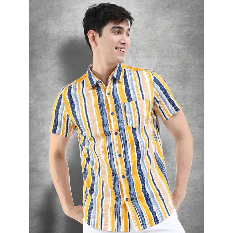 HIGHLANDER Men Slim Fit Striped Casual Shirt