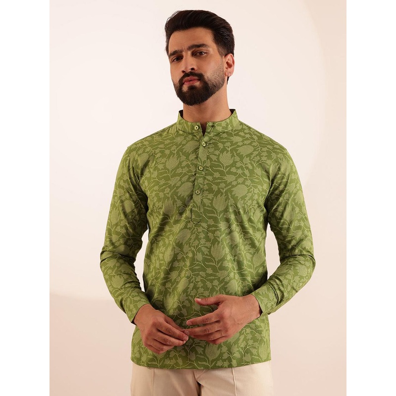 Anouk Floral Printed Mandarin Collar Short Kurta