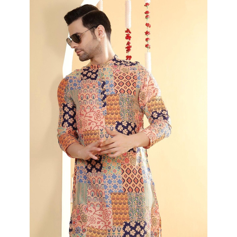 Anouk Men Ethnic Motifs Printed Sequinned Straight Kurta
