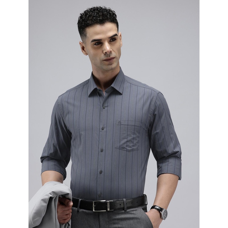 Arrow Men Manhattan Slim Fit Opaque Striped Pure Cotton Formal Shirt