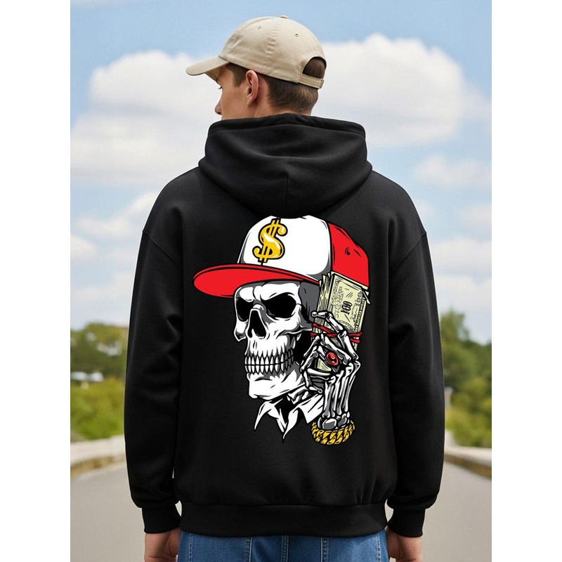 BENNY BROOKS Men Graphic Printed Full Sleeve Hooded Sweatshirt
