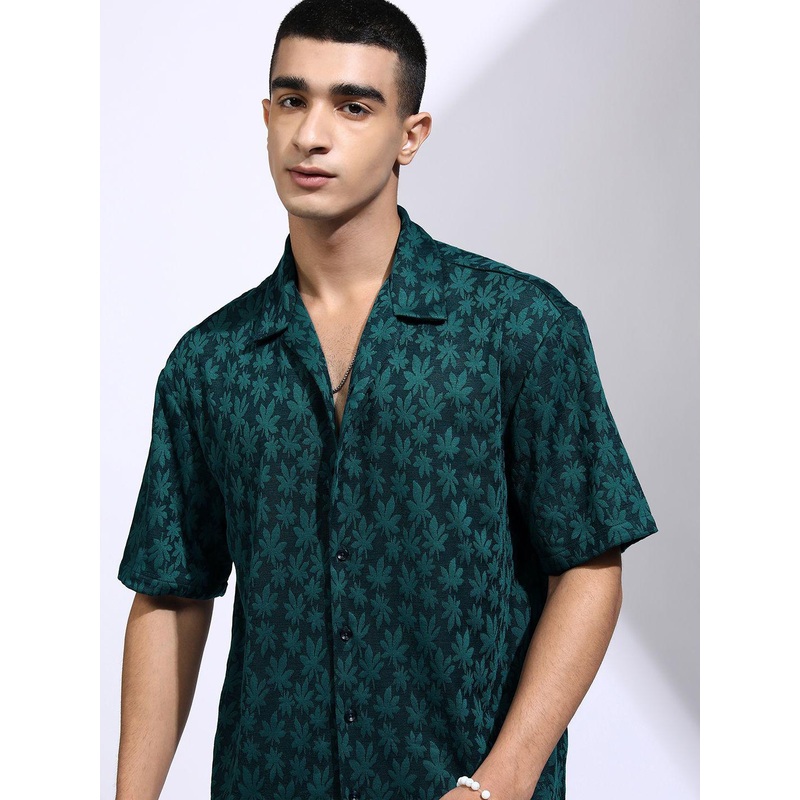 HIGHLANDER Men Printed Resort Collar Oversised Shirt