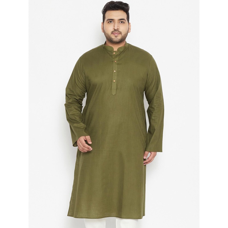 VASTRAMAY Men Olive Green  Kurta