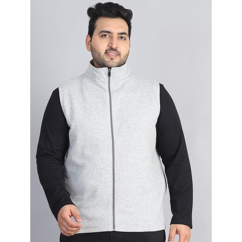 A AND K Men Plus Size Solid Mock Collar Gilet Jacket
