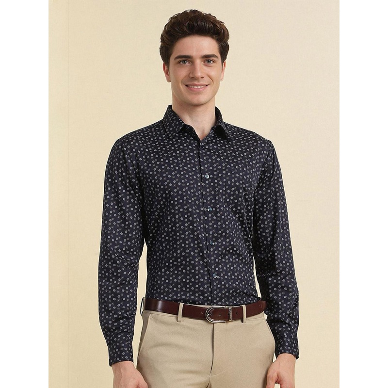 Allen Solly Men Slim Fit Spread Collar Floral Printed Cotton Formal Shirt