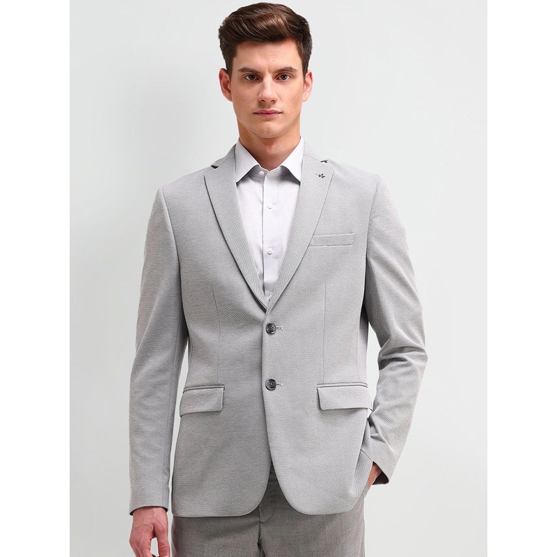 Arrow Self Design Slim-Fit Notched Lapel Single Breasted Formal Blazer