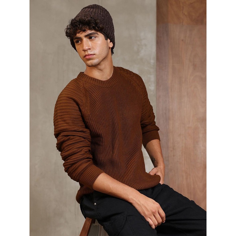 Campus Sutra Men Cotton Round Neck Pullover