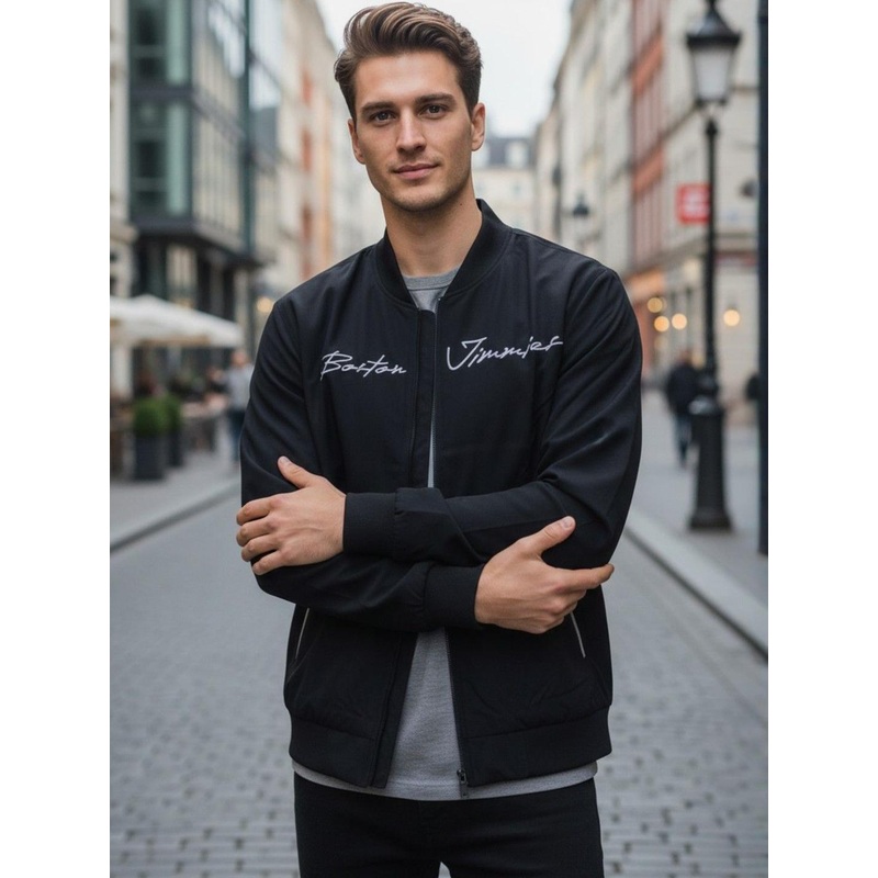 Roadster Men Black Full Sleeves Mock Collared Straight Hem Zipper Jackets