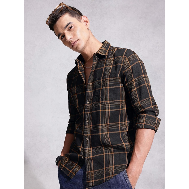 WROGN Opaque Checked Pure Cotton Casual Shirt