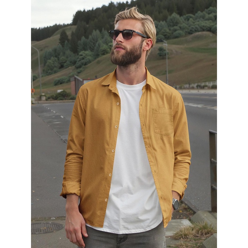 WROGN Pure Cotton Self-Design Drop-Shoulder Sleeves Comfort Fit Casual Shirt