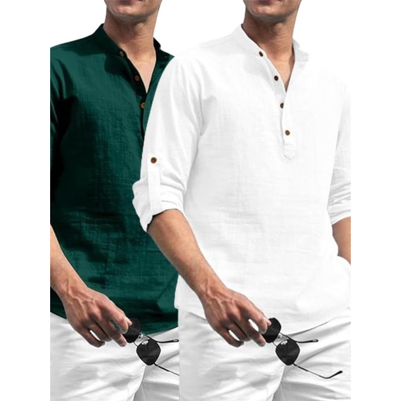 AMRIT TOP WEAR Men Mandarin Collar Cotton Kurta
