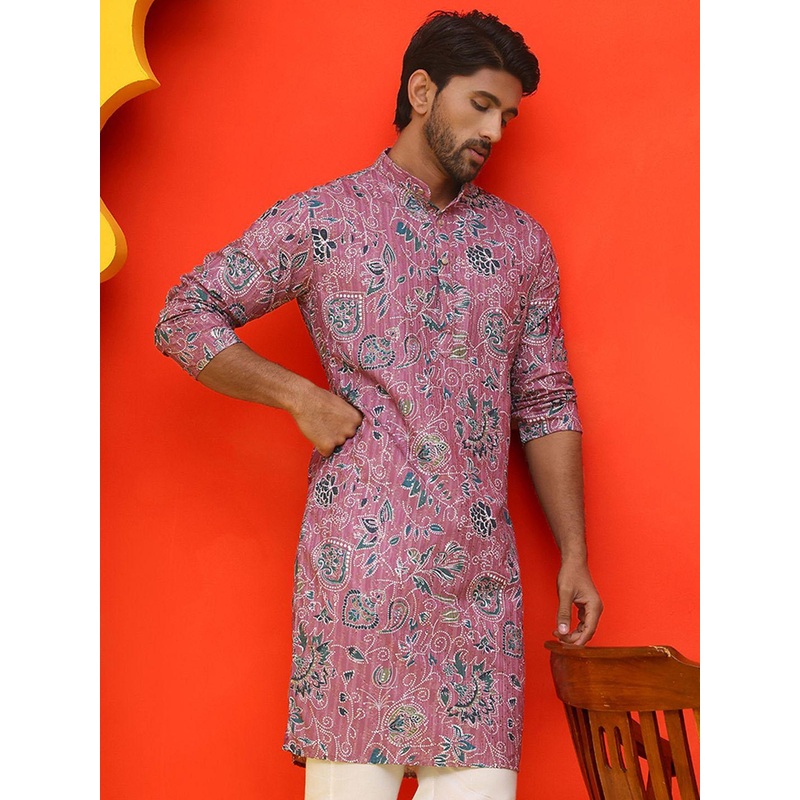Anouk Men Floral Printed Sequinned Floral Kurta