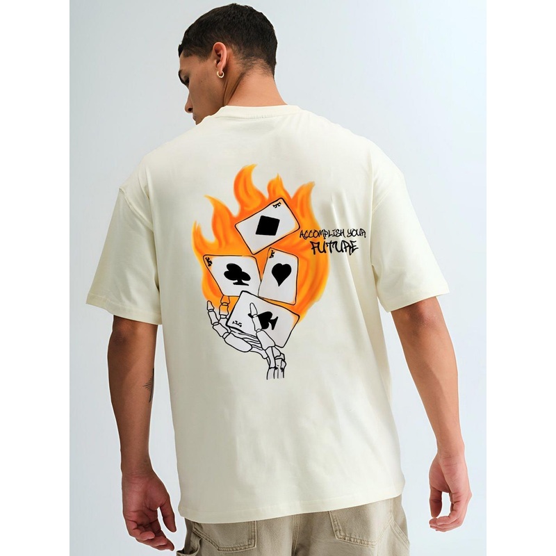 BDSQUARE Men Graphic Print Drop-Shoulder Sleeves T-shirt