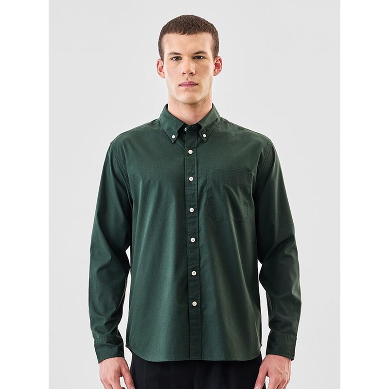 Snitch Button-Down Collar Pure Cotton Casual Shirt