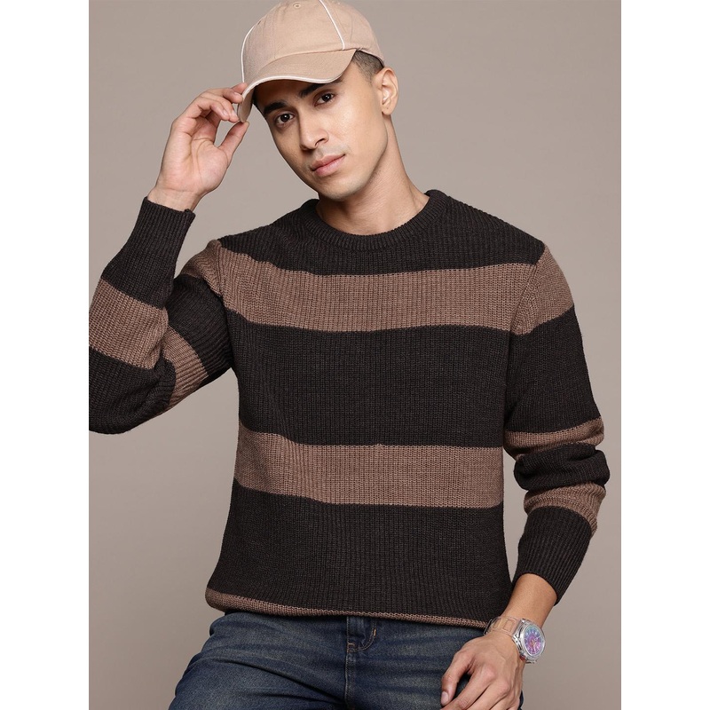 The Roadster Lifestyle Co. Striped Knitted Sweaters
