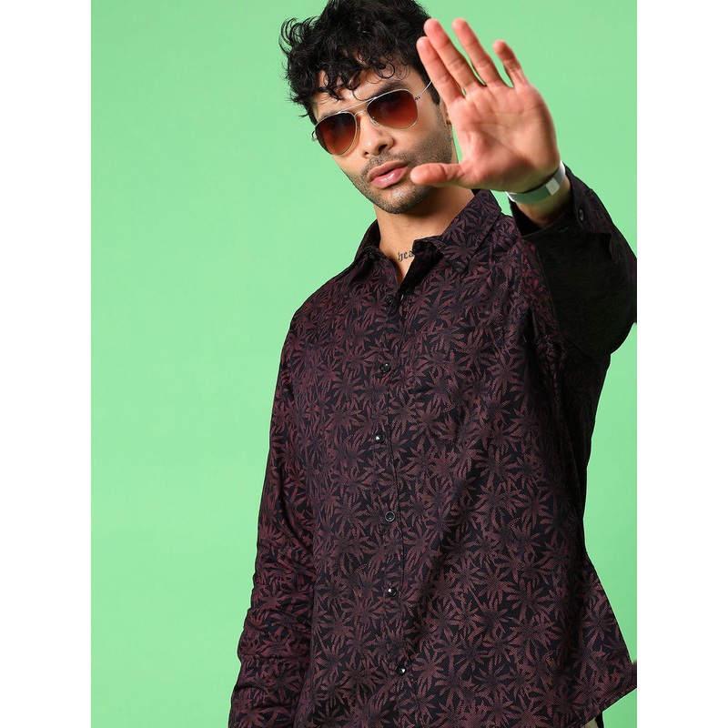 V-Mart Men Floral Printed Spread Collar Cotton Casual Shirt