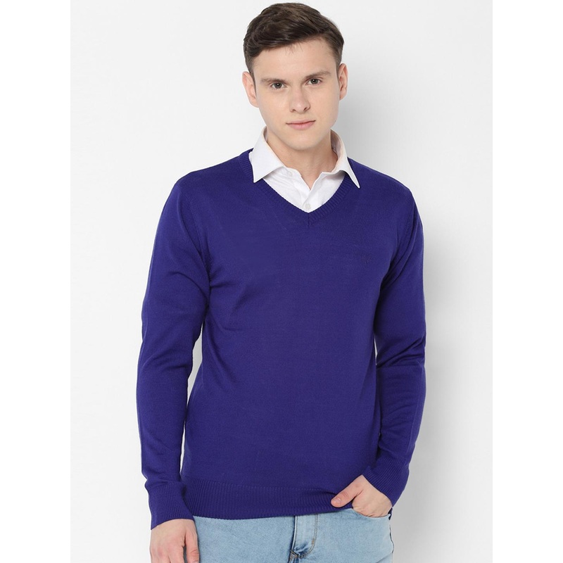 Allen Solly Men Navy Blue Solid Sweater