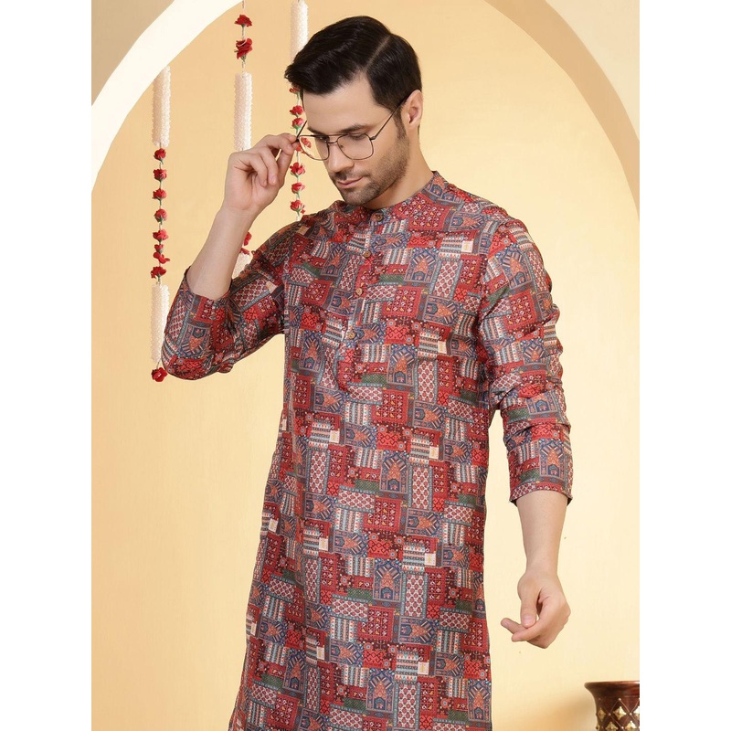 Anouk Abstract Printed Mandarin Collar Straight Kurta