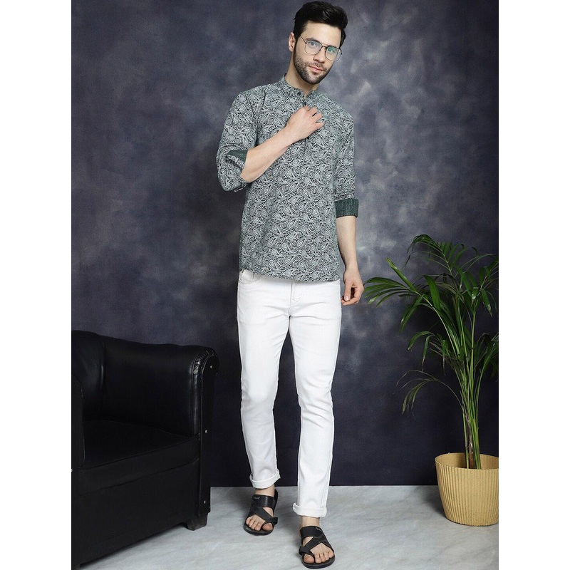 Anouk Paisley Printed Mandarin Collar Short Kurta