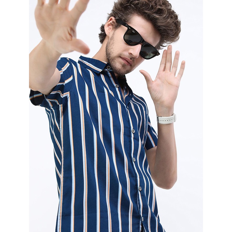 HIGHLANDER Men Slim Fit Striped Shirt