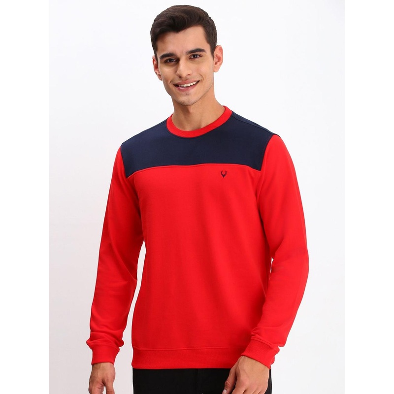 Allen Solly Men Colourblocked Round Neck Cotton Pullover Sweatshirt
