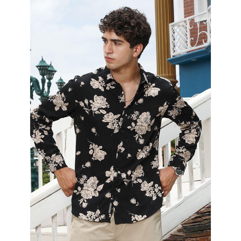 Campus Sutra Floral Printed Comfort Spread Collar Long Sleeves Shirt