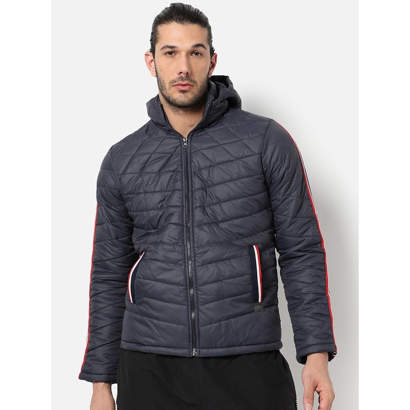 Campus Sutra Men Blue Windcheater Puffer Jacket