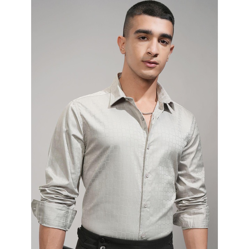 HIGHLANDER Men Comfort Slim Fit Opaque Party Shirt