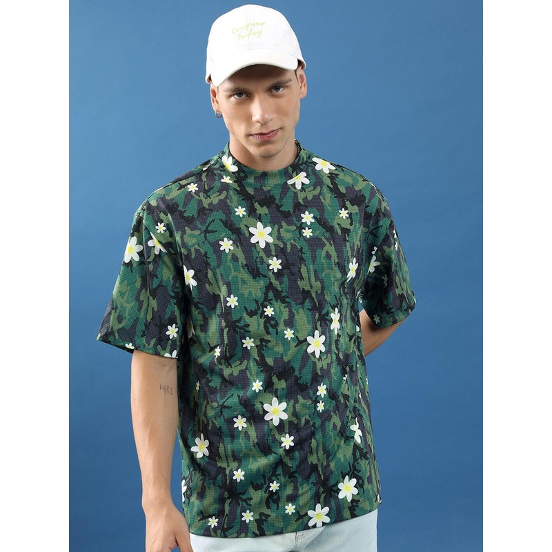 HIGHLANDER Unisex Floral Printed Slim Fit T-shirt