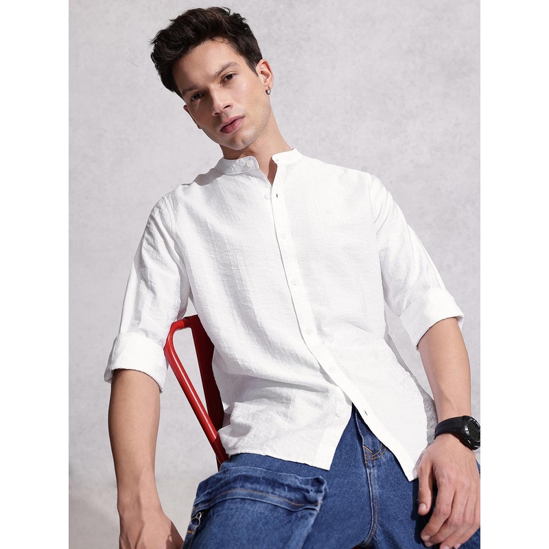 WROGN Striped Textured Casual Shirt