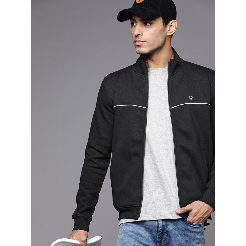 Allen Solly Men Black Solid Sweatshirt