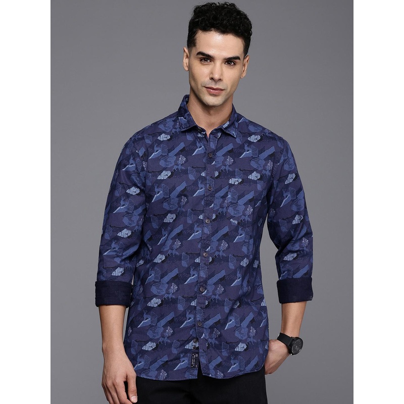 Allen Solly Pure Cotton Custom Fit Opaque Printed Casual Shirt