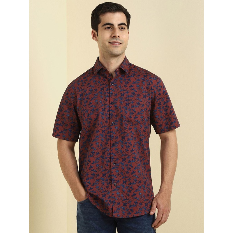 Allen Solly Spread Collar Slim Fit Floral Printed Cotton Casual Shirt