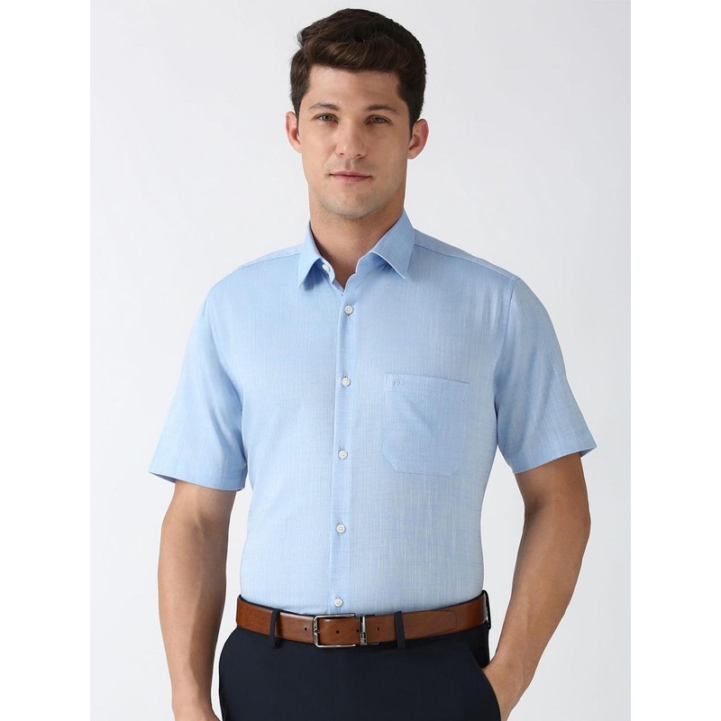 Peter England Men Spread Collar Solid Cotton Formal Shirt