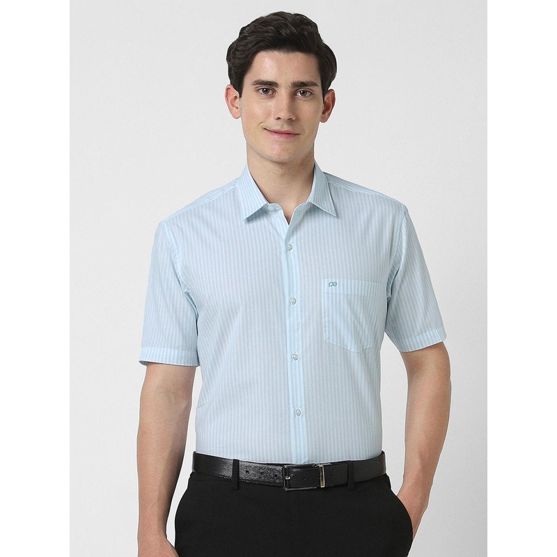 Peter England Men Spread Collar Vertical Striped Cotton Formal Shirt