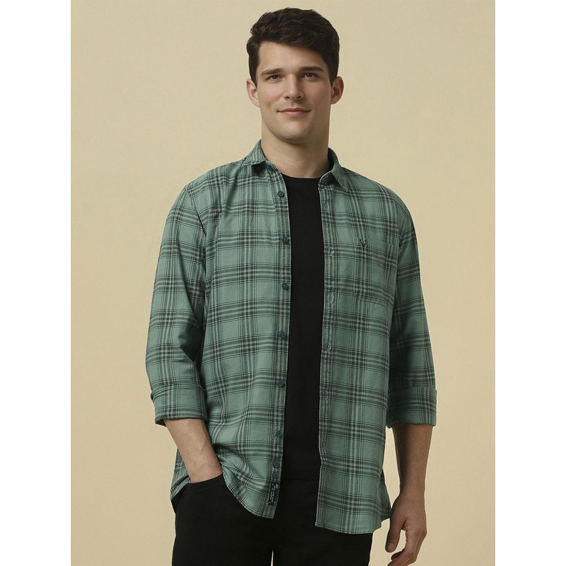 Allen Solly Men Custom Spread Collar Tartan Checked Cotton Casual Shirt