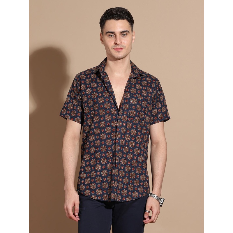 Anouk Men Smart Spread Collar Floral Printed Cotton Casual Shirt