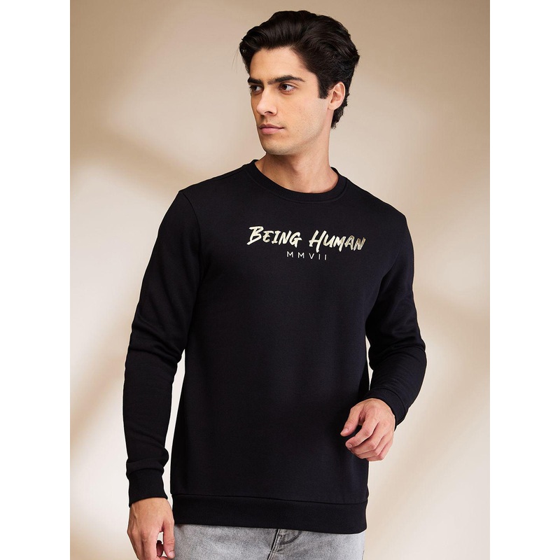 Being Human Men Typography Printed Round Neck Cotton Pullover Sweatshirt