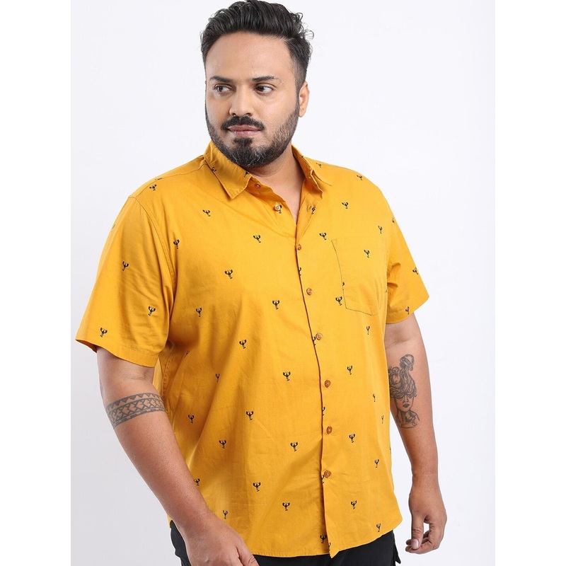 HIGHLANDER Plus Size Conversational Printed Cotton Casual Shirt